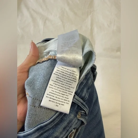 Good American | SZ 14/ 32 | Straight Jeans Indigo Blue | Cropped Distressed - Picture 4 of 9